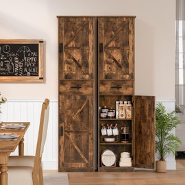 WEENFON Tall Storage Cabinet, Bathroom Cabinet with 6 Shelves & Drawer, Narrow Storage Cabinet with Adjustable Shelves, Tall Cabinet for Living Room, Home Office, Rustic Brown