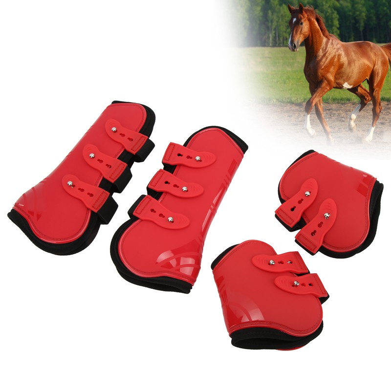 4pcs Horse Leg Guard PU Neoprene Front Hind Horse Tendon