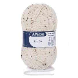 Patons Fab DK Kitting/Crochet Yarn Double Knitting Wool 100g Balls and 100% Acrylic Machine Washable & Tumble Dry Yarn - 44 Colours in The Range - Colour 2070 - Natural Tweed - 3 x 100g Balls