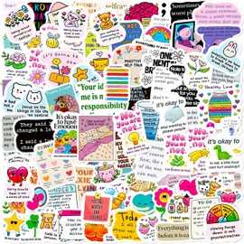 100 Pcs Mental Health Stickers, Cute Anxiety Waterproof Vinyl for Laptop, Phone, Water Bottle, Luggage, Kids Teens Boys Girls Women