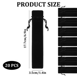 mkemka 20Pcs Black Velvet Pen Pouch Drawstring Pen Pouch Pen Sleeve Gift Bags Single Pen Sleeve Holder Soft Pen Pouches Pen Bag Case for School Office Business Gift
