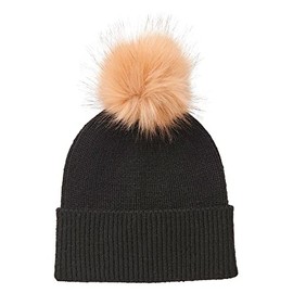 PIECES Women's Pcbina Wool Hood W. Fold Up Noos BC Knitted hat, Black, One Size Fits All