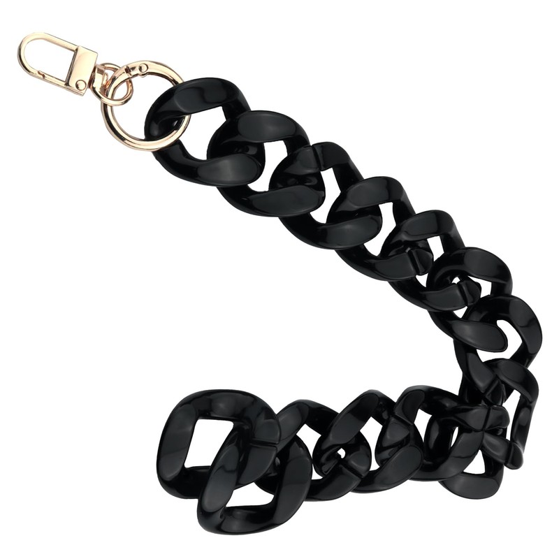 ZZHXSM - Bolsa de cadena de acrílico negro con asa