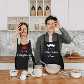 Rosoz 2-Piece Funny Kitchen Apron Set, Bridal Shower, Engagement, Wedding for Couple