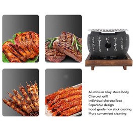 Japanese Grill with Portable Round Design, BBQ Grill Food Charcoal Stove for Household Barbecue Tool - 2 (L)