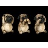 Three Wise Pug Figures - Nothing Evil, Hear, Say, See,