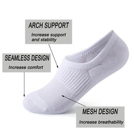 Pareberry 8 Pairs Boys Girls No Show Mesh Socks Cotton Non Slip Low Cut Arch Support Socks (US, Alpha, Large, Regular, C02-White)