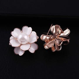Women's Flower Pearl Enamel Brooch Pins for Ladies Jewelry