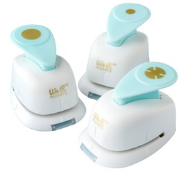 We R Makers Hinge Punch Set, Paper Punch for Crafting, Create Custom Hinges for Cards, Shadow Boxes, Scrapbooking Punches, Circle Paper Punch, Mini Hole Punch, 3 Decorative Shapes, Mint and White