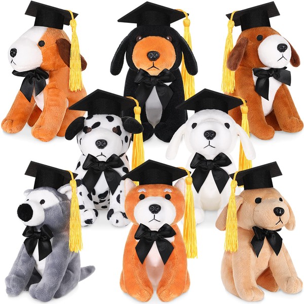 8-Piece Plush Pet Set - 5" Assorted Stuffed Animals, Bulk Small Toys for Kids, Classroom & Animal Themed Party Decorations (Bachelor Dog)