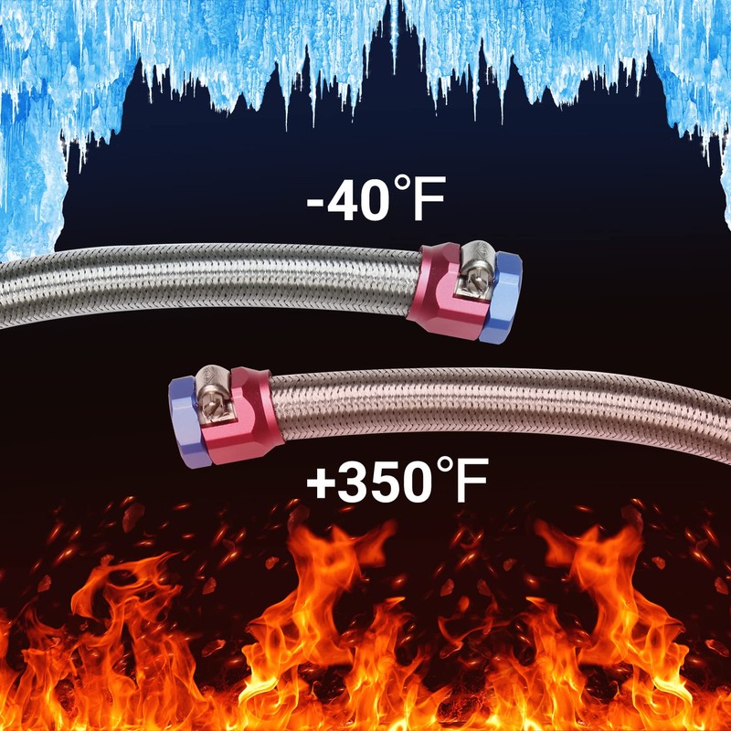 3 FT 6AN 3/8" ID Fuel Line Stainless Steel Braided