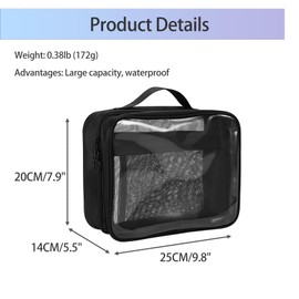 UEOE TSA Approved Toiletry Bag, Clear Makeup Bags with Multi Layer Mesh Pockets, Portable Large Capacity PVC Cosmetic Bags with Zipper for Travel Essentials