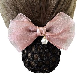 Professionelle Haarknotenabdeckung, Schleife, Haarspange mit Netz, Schleife, Haarnetz, Haarklammer, Haarnetz für Damen, Rosa