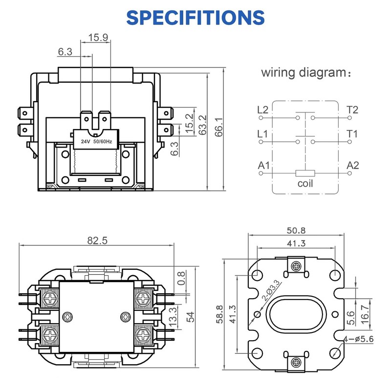 BOJACK 2 Poles FLA 40 Amp Coil 24 VAC Air