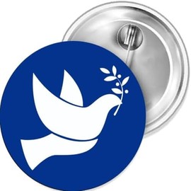 Dove of Peace White on Blue Button 25 mm