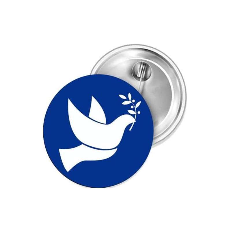 Dove of Peace White on Blue Button 25 mm