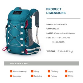 MOUNTAINTOP Hiking Backpack 35L Outdoor Travel Camping Day Pack with Rain Cover for Men Women