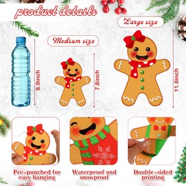 Wonderjune 15 Pcs Large Gingerbread Outdoor Christmas Yard Ornaments Include 5 Pcs 11.8 Inch Plastic Gingerbread Hanging Decorations 10 Pcs 7.9 Inch Xmas Yard Sign for Lawn Porch Tree Home Decors