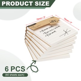 M&G Haftnotizen, 7,6 x 7,6 cm, 6 Stück Notizblöcke, selbstklebend, starke Haftkraft für Zuhause, Büro, Klassenzimmer, Bücher, Notizbuch, weiß mit Linien