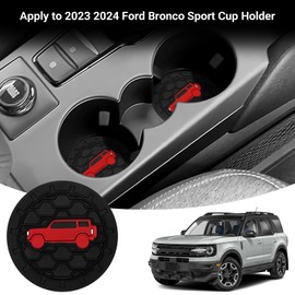 DWKJMYCP Car Cup Holder Coaster for 2021-2025 Ford Bronco Sport Silicone Non-Slip Cup Holder Coasters Interior Accessories 2 Packs (Black&Red)