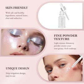 AOOWU Shimmer Edition Body Glitter, Highlighter Makeup Glitter Holographic Mermaid Glitters Cosmetic Face Glitters Body Sparkling Festival Party Lotion Glitters for Body Eye Hair Nail DIY Art(Silver)