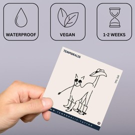 Fake Tattoo Cats - Temporalis® | Adult Temporary Tattoos - EU Certified Cosmetics, Vegan & Waterproof - Lasts 1 to 2 Weeks [Cowboy Cat]