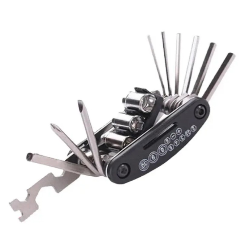 Multifunction Tool Bicycle Key - Repair Kit Black Stainless Steel