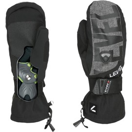 Level Fly Snowboard Mitttens with Wrist Guards (Black-Grey, Medium)