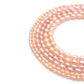 BEADIA Natural Pearl Beads Rice 4-5mm Pink Freshwater Cultured Loose Gemstone Beads for DIY Jewelry Making 13.8''/Strand