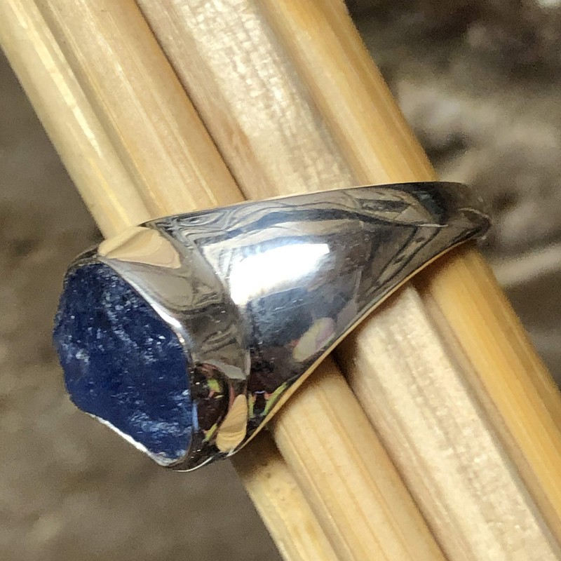 Natural Cluster Tanzanite 925 Solid Sterling Silver Men's Ring Size