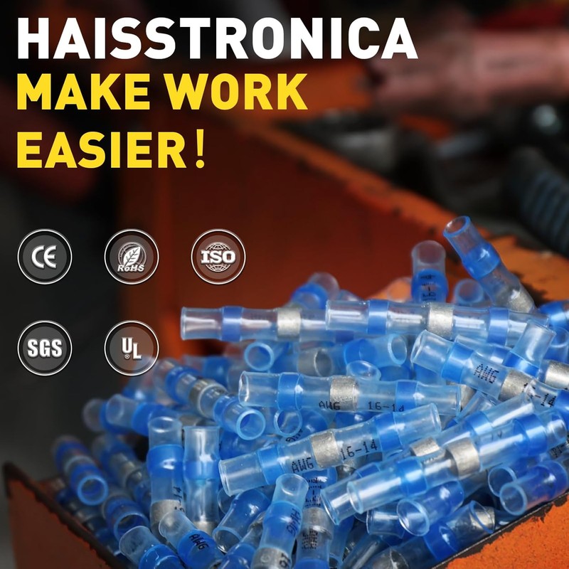 haisstronica 500PCS Solder Seal Wire Connectors,Waterproof Heat Shrink Butt Connectors