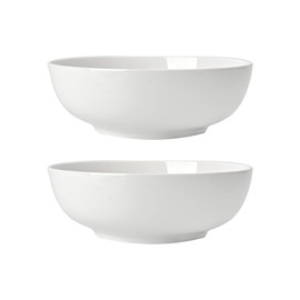 ALLUSEIT 8.2" Porcelain Mixing Bowl Serving Bowls, 64oz White Ceramic Large Bowl Set of 2 for Pasta Salad Pho Soup Fruit, Prep Kitchen Restaurant Party, Microwave & Dishwasher Safe