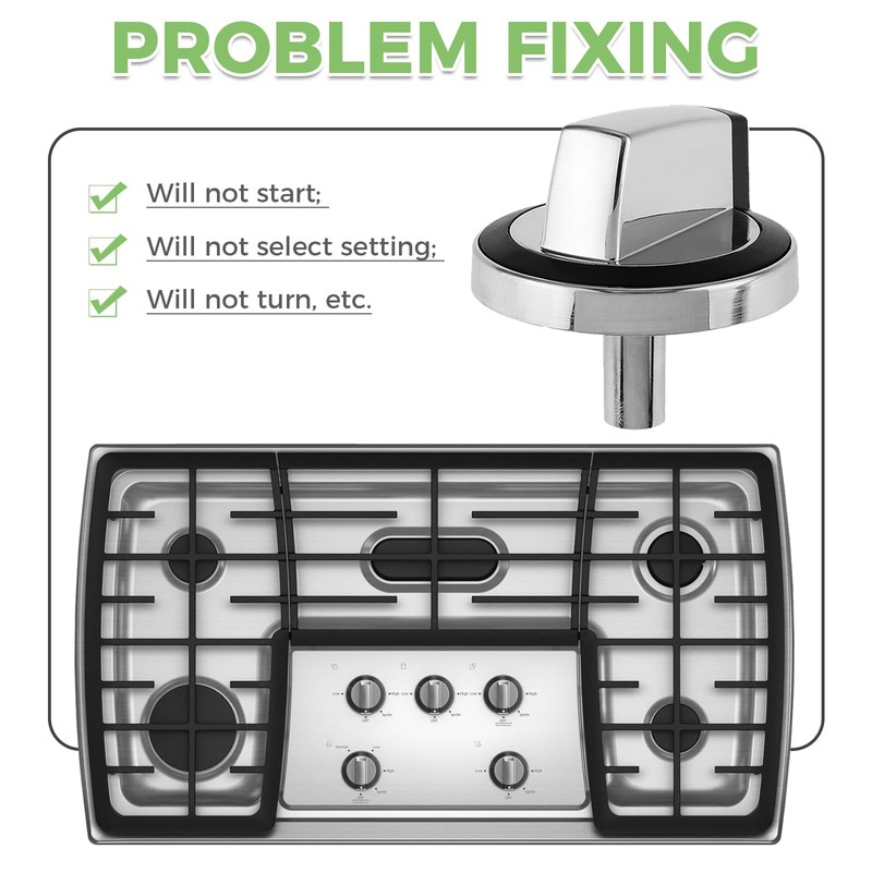 MOOTVGOO 5 Pack W10284885 Range Surface Burner Control Knobs, Cooktop