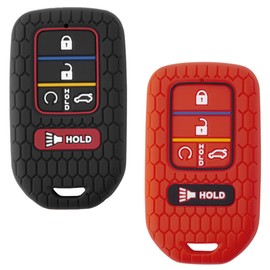 AME - Funda de llavero de lujo para Honda Accord CR-V Civic Pilot (combo rojo negro)