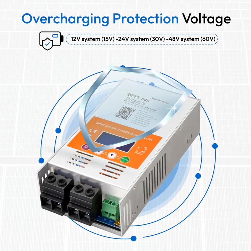 Upgraded V124 80A MPPT Solar Charge Controller, 12V/24V/48V Auto,Max 160V
