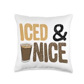 Iced and Nice Cold Brew Latte Iced Coffee Lover Caffeine Throw Pillow