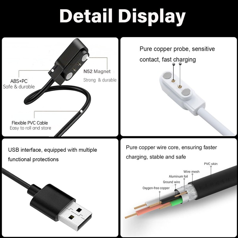 Xininyia Compatible for FITVII GT5 Pro Max Smart Watch Charger,