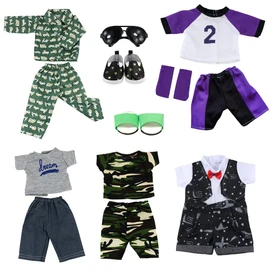 Barwa Boy Doll Clothes 5sets Boy Doll Clothes 2 Pairs Shoes 1 Pair Glasses Compatible for 18 Inch Boy Dolls Outfit