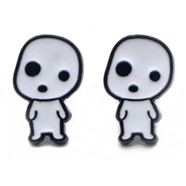 Kodama Japanese Tree Spirits Japan Folklore Myth Yamabiko Mountain Gods Cartoon Anime Kawaii Stud Earrings Ear Rings