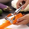 Julienne Peeler，Stainless Steel Vegetable Peeler,Double-Sided Blade Vegetable Julienne Cutter and