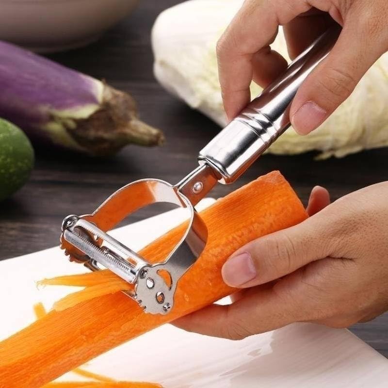 Julienne Peeler，Stainless Steel Vegetable Peeler,Double-Sided Blade Vegetable Julienne Cutter and