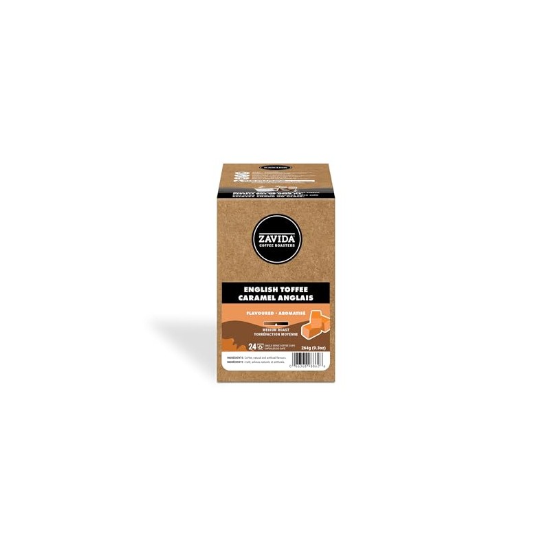 Zavida English Toffee Single Serve Coffee, 24 Count