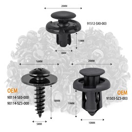 Xislet 120pcs 10mm Bumper Fender Clips 91503-SZ3-003 with Splash Shield Screws 90114-SE0-000 Compatible with Honda Acura Accord Civic Plastic Rivet Retainer Fasteners Replace 91512-SX0-003