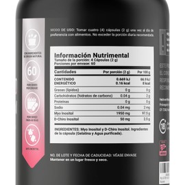 Inositol de 240 Cápsulas. Ingredientes naturales: Mezcla de 40:1. B Life Myo & D-Chiro Inositol Platinum Blend B Life.