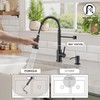 FORIOUS Black Kitchen Faucets with Sprayer, Stainless Steel Sink Faucet