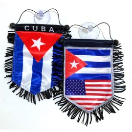 Cuban flags for cars accessory Cuba sticker decals mini banners small window rearview mirror hanging Sticks to Glass Quick Easy Cuban accessories Home Quality mini banner STICKS to Glass