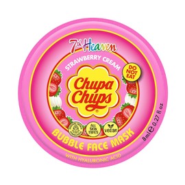 7th Heaven x Chupa Chups Bubble Face Mask (Strawberry Cream) Exfoliating Peel Off Face Mask with Hyaluronic Acid, Vegan - Genuine 7th Heaven Face Masks Skincare