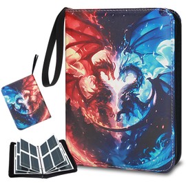 Card Binder 4 Pocket, HYNANCE Trading Card Binder 400 Pockets fits 400 Cards with 50 Removable Sleeves for Boys and Girls Organized