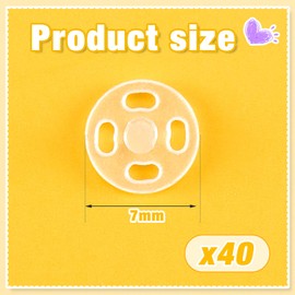 40 Pairs Plastic Press Stud Fastener Buttons Transparent Buttons Invisible Sewing Press Studs Plastic Clear Buttons for DIY Handwek Sewing Clothes (7 mm / 0.27 Inches)