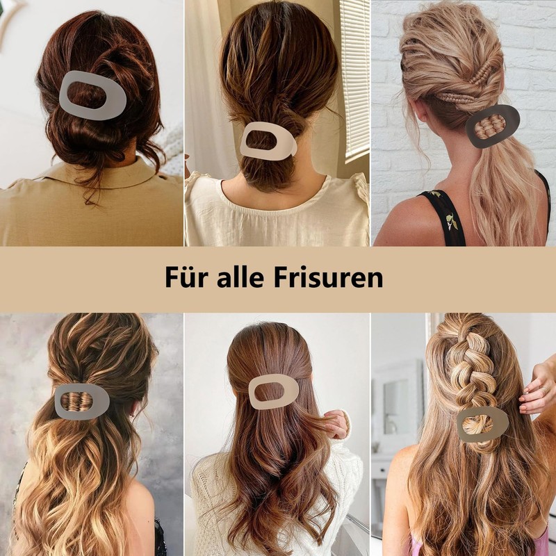 Set of 4 Brown Matt Flat Hair Clips